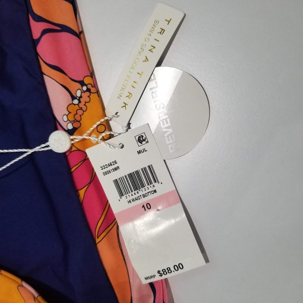 Trina Turk Breeze Printed High-Waist Bikini Bottoms Size 10 - Picture 6 of 7